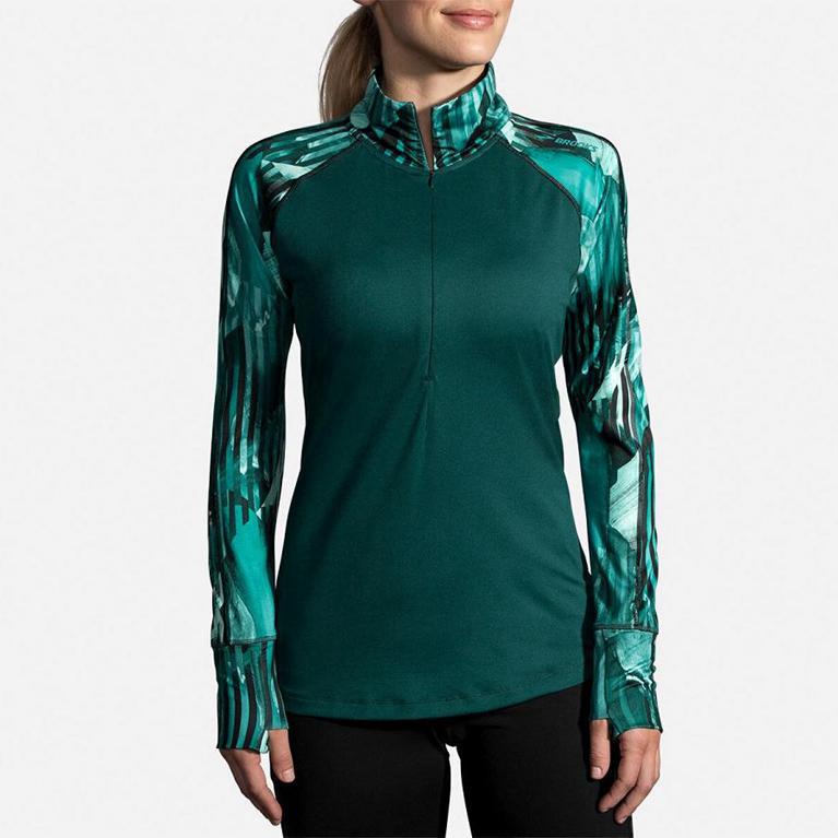 Brooks DASH HALF ZIP Running Jackets Womens Online - Green (PUC506283)